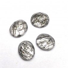 Black Rutile Quartz 12x10mm Oval Rosecut 4.73 Cts