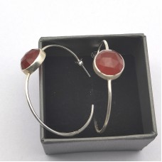 Natural Carnelian 12mm Round Hoop gemstone earring 6.82 gms