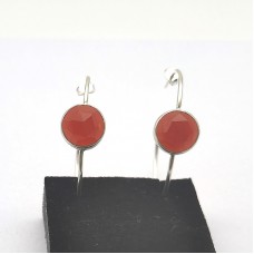 Natural Carnelian 12mm Round Hoop gemstone earring 6.82 gms