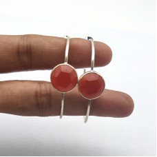 Natural Carnelian 12mm Round Hoop gemstone earring 6.82 gms