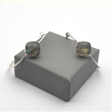 Labradorite 12x12mm Cushion Hoop gemstone earring 