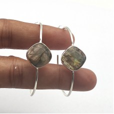 Labradorite 12x12mm Cushion Hoop gemstone earring 