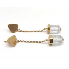Crystal Pencil Gemstone Gold Plated Hanging Stud Earrings