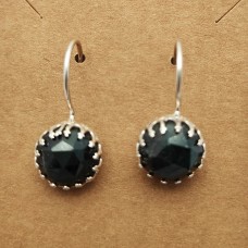Raw emerald 12mm round 925 Sterling Silver Designer Dangle Earring