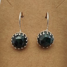 Raw emerald 12mm round 925 Sterling Silver Designer Dangle Earring