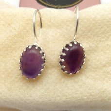 Purple Amethyst 14x10mm Oval 925 Sterling Silver Designer Dangle Earring