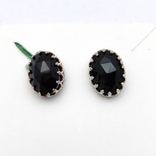Black Onyx 14x10mm Oval 925 Sterling Silver Stud Earring