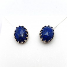Lapis Lazuli 14x10mm Oval 925 Sterling Silver Stud Earring