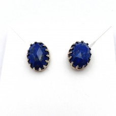 Lapis Lazuli 14x10mm Oval 925 Sterling Silver Stud Earring