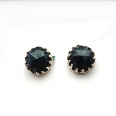 Raw Emerald 12mm Round 925 Sterling Silver Stud Earring