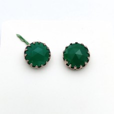 Green Onyx 12mm Round 925 Sterling Silver Stud Earring