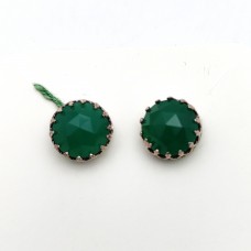 Green Onyx 12mm Round 925 Sterling Silver Stud Earring