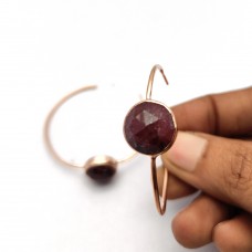 Raw Ruby 12mm Round Hoop Rose gold plated Silver earring 