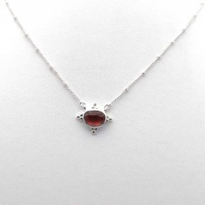 Natural Garnet 12x9mm Gemstone 925 Solid silver Pendant with 18" Chain 4.71 gms