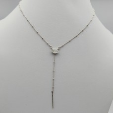 Dainty Rainbow Moonstone Marquise Necklace 18 Inch Sterling Silver Chain