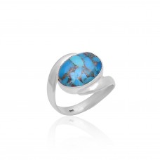 Handmade Blue copper Turquoise Oval Silver Ring