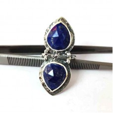 Lapis Lazuli Pear bohemian silver ring