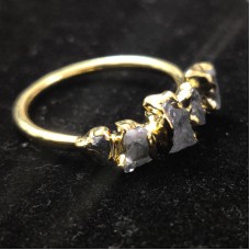 Natural Aquamarine Rough Gemstone Gold Electroplated Ring Size US 8