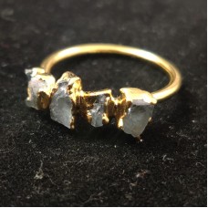 Natural Aquamarine Rough Gemstone Gold Electroplated Ring Size US 8